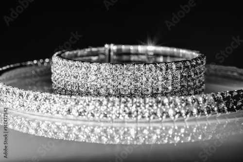 Fotografia, Obraz bracelet and necklace of zirconium white glass