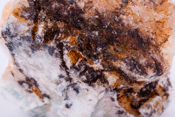 macro mineral stone petalite on a white background