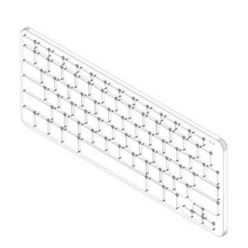 Computer keyboard. 3d isometric style.  Vector outline illustration.