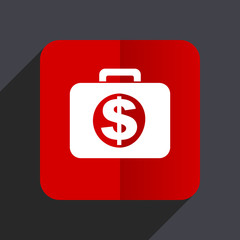 Poster - Financial flat design white and red vector web icon on gray background with shadow in eps10.