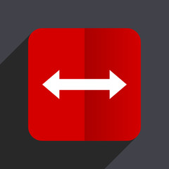 Poster - Arrow flat design white and red vector web icon on gray background with shadow in eps10.