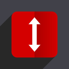 Poster - Arrow flat design white and red vector web icon on gray background with shadow in eps10.