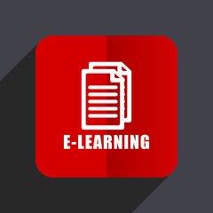 Fototapete - Learning flat design white and red vector web icon on gray background with shadow in eps10.