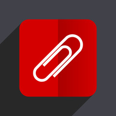 Aufkleber - Paperclip flat design white and red vector web icon on gray background with shadow in eps10.
