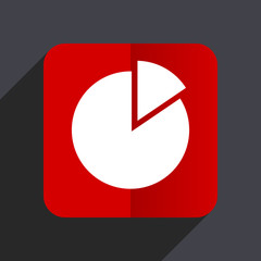 Aufkleber - Chart flat design white and red vector web icon on gray background with shadow in eps10.