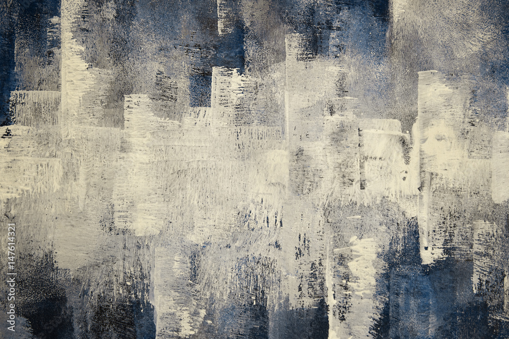 Close-up photo of a hand painted, light blue and green abstract ...