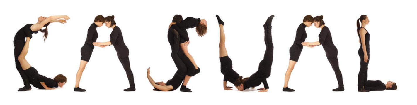 Black dressed people forming word CASUAL