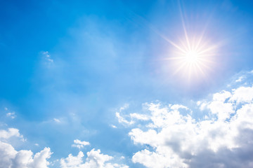 Wall Mural - Blauer Himmel mit Sonne und Wolken