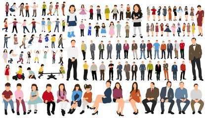 Wall Mural - flat people, collection, girls men, children