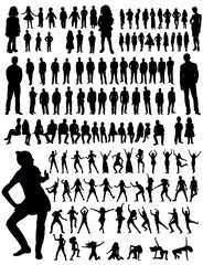 Wall Mural - silhouettes people, collection, girls men, children, silhouettes people dancing