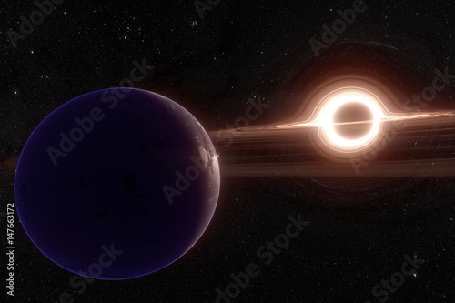 Fotografie, Tablou  the planet orbit the black hole