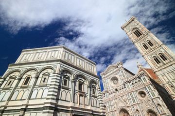 Cathedral of Saint Mary of the Flowers with blu sky and clouds, Florence, Italy