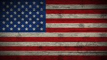 Flag Of USA Painted On Old Wood Boards