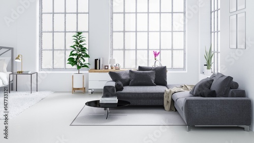 White Modern Living Room Scandinavian Interior Design