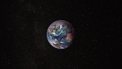 Wall Mural - Earth, galaxy and sun. Planet earth in space animation. Day and night on planet Earth. View from space.