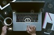© jamesteoh.art - Businessman using laptop with cloud wireless connect internet icon set , smart ideal business concept .