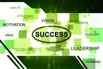 Poster - Rising arrow with success text . 2D illustration
