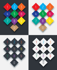 Aufkleber - set of digits from 0 to 9 on a rhombus.