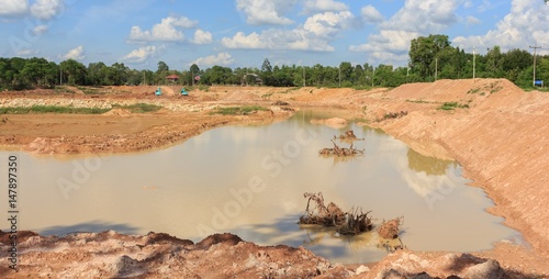 Fotografia, Obraz Dredging ponds for use in agriculture in the dry season