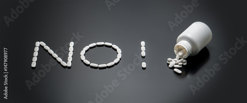 No Drugs Or Stop Using A Medicine Concept With Pills Spilled -