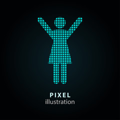 Wall Mural - Woman - pixel illustration.