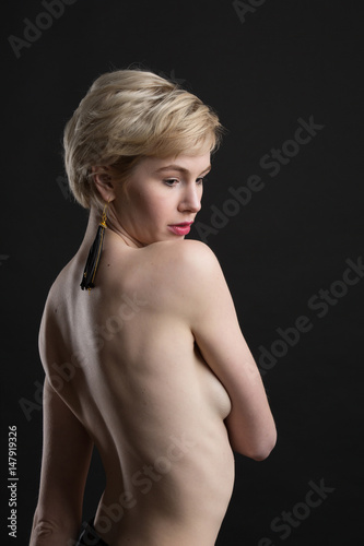 Portrait Of Beautiful Nude Short Hair Woman With Jewelry