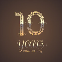 10 years anniversary vector icon, symbol