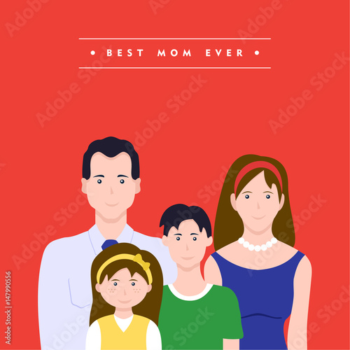 Happy mothers day family love illustration Wallpaper Mural