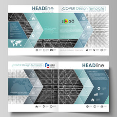 Wall Mural - Business templates for square design bi fold brochure, magazine, flyer. Leaflet cover, vector layout. Abstract infinity background, 3d structure, rectangles forming illusion of depth and perspective.