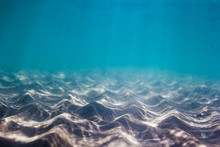Pattern Of Sand In Underwater. Blue Water In Ocean
