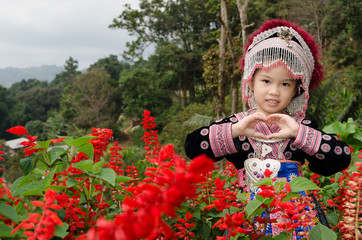 Thai girl wear costume traditional of ethnic hmong