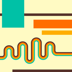 Aufkleber - Abstract retro background, digital lines and circles, design 70s.