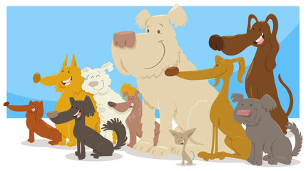 Wall Mural - happy sitting dogs group cartoon