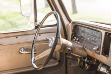 Interior Of Classic Vintage Pickup Truck