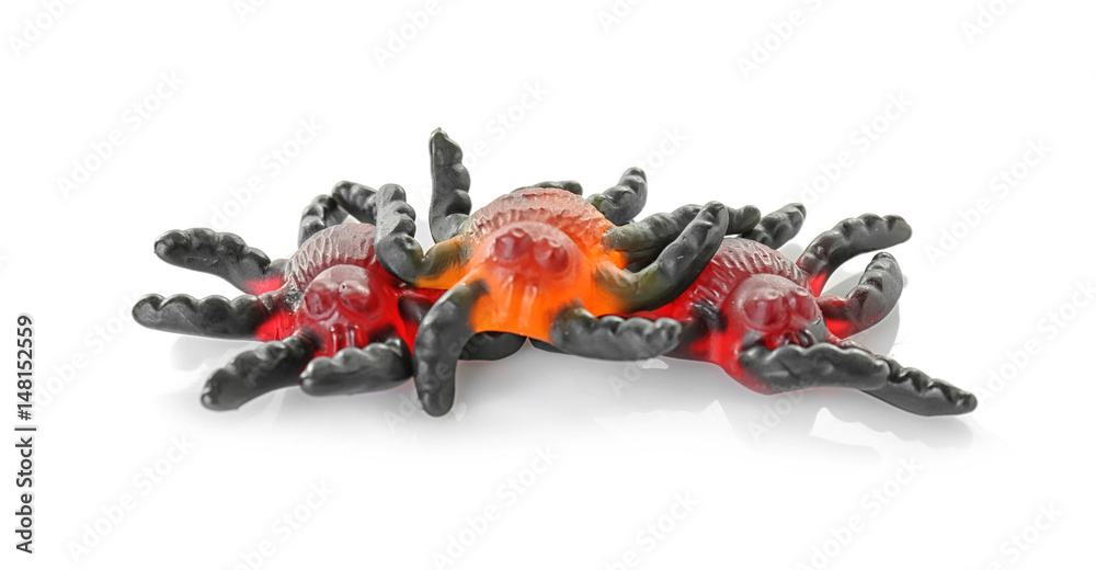 Sweet jelly spiders isolated on white