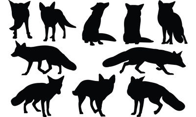 Wall Mural - Fox Silhouette vector illustration