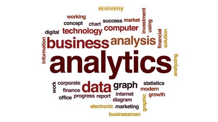 Poster - Analytics animated word cloud, text design animation.