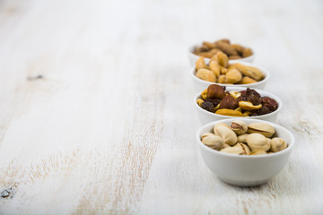 Different kinds of tasty and healthy nuts.