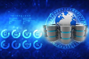 Poster - 3d rendering Database storage illustration