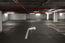 Interior Of A Parking Garage, Turning Right