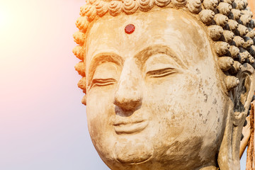 Big Buddha under construction in temple thailand.