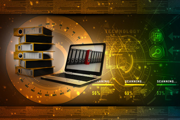 Poster - 3d rendering Binder with laptop
