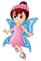 Wall Mural - Cartoon little girl fairy butterfly