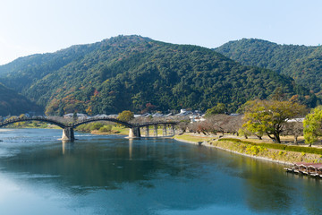 Sticker - Japanese Kintai Bridge with blue sky