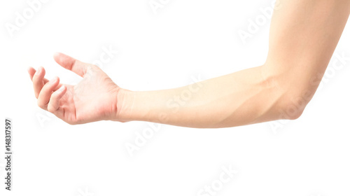 Fotografía Man arm with blood veins on white background, health care and medical concept