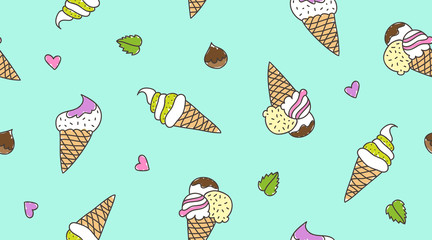 Poster - ice cream cones seamless pattern