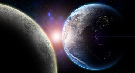 Canvas Print - views of earth from the moon surface. elements of this image furnished by nasa