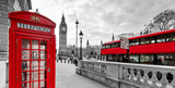 Fototapeta Londyn - London Red Telephone Booth and Big Ben Clock Tower
