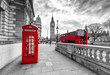 London Red Telephone Booth and Big Ben Clock Tower