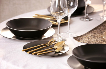 Poster - Beautiful festive table setting, closeup